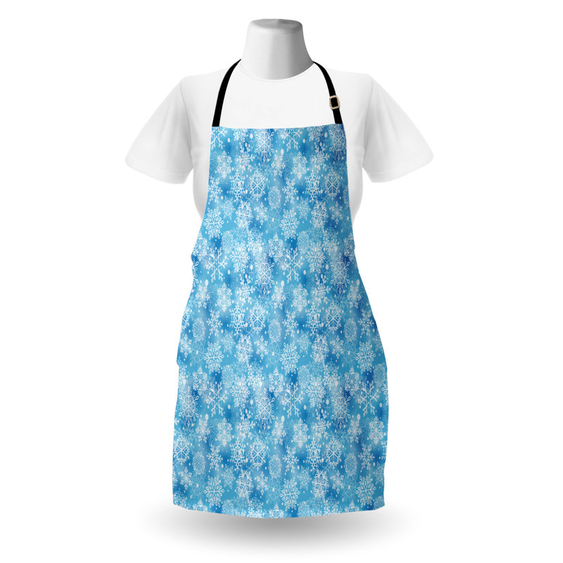 Tablier flocon de neige The Holiday Aisle® unisexe, motif d'hiver, taille adulte, bleu pâle / blanc