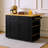 48 Inch Large Kitchen Island With Drop Leaf,power Outlet,internal Storage Rack,rolling Kitchen Storage Cart On 5 Wheels With 5 Open Side Racks,for Kitchen,dining Room,black(not Include Stools)-1011188403