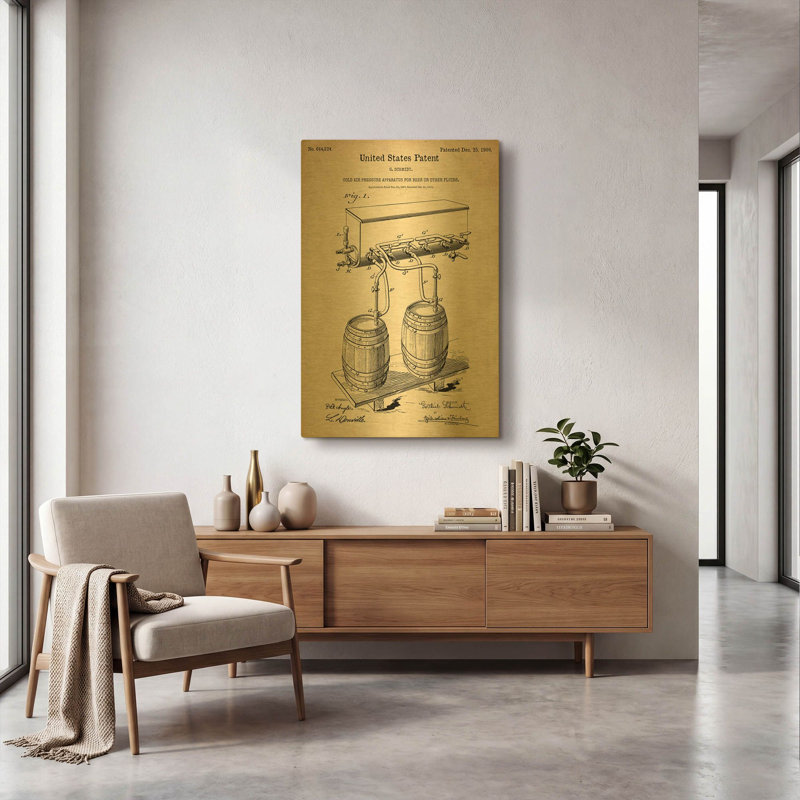 «Beer Barrel», brevet d'art rétro «Blue Art» par 24 po x 36 po, 24 po x 36 po