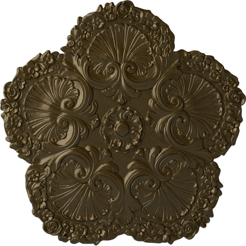 Endurathane Shell Ceiling Medallion, 25 5/8"OD x 1"P, Hand-Painted Brass Finish, Brass