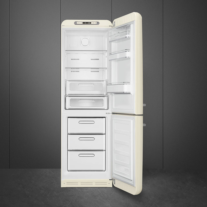 SMEG 50s Style 24" Bottom Freezer 12.8 cu. ft. Energy Star Refrigerator, Cream, Right