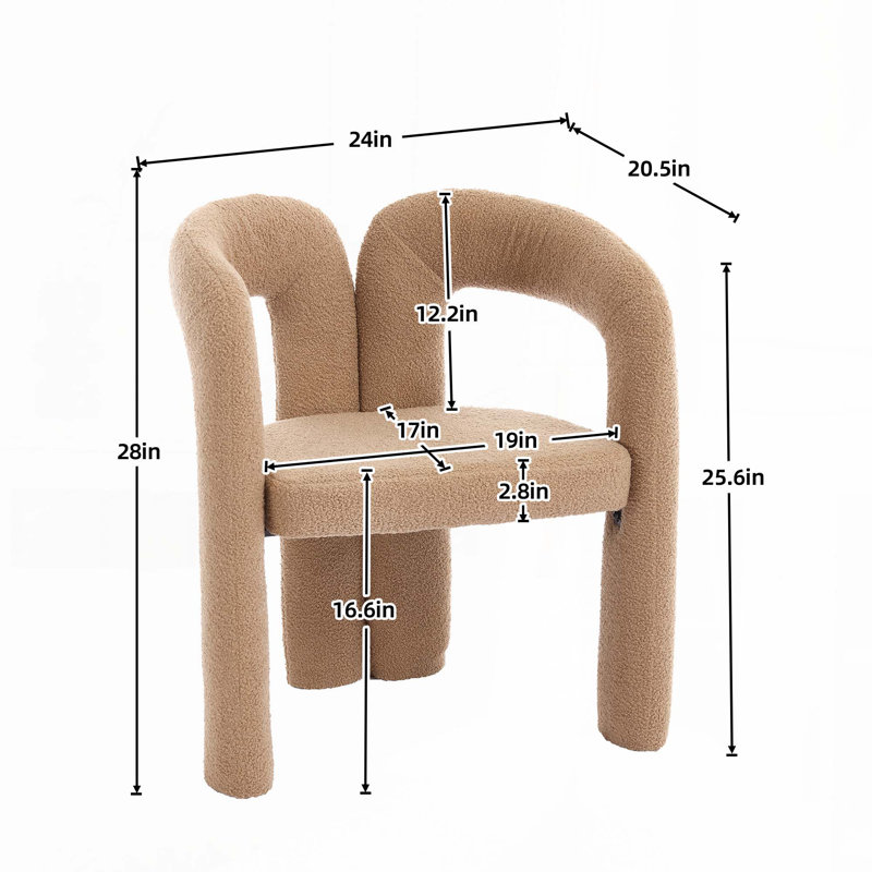 Chaise d'appoint / de salle à manger rembourrée en velours de conception contemporaine avec mousse à haute densité et pieds en bois, ensemble de 2 (Teddy chameau)