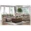 Causeuse inclinable double en microfibre brune avec structure en bois massif et siège à ressorts ensachés