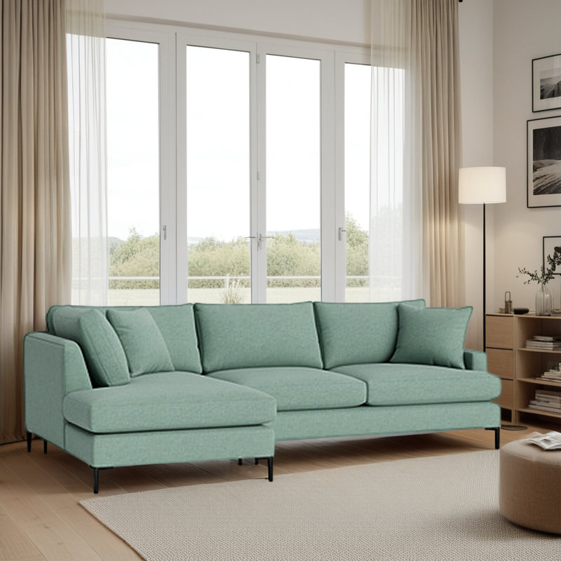 Upholstered L-Shaped Sectional, Entice Mist, Left Hand Facing