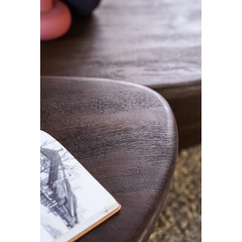 Mila Solid Wood Coffee Table, Brown, 14" H x 28" L x 21" W