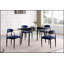 Ensemble de salle à manger 5 pièces moderne avec table en pierre frittée blanche et chaises rembourrées en tissu bleu-366416244-366416246