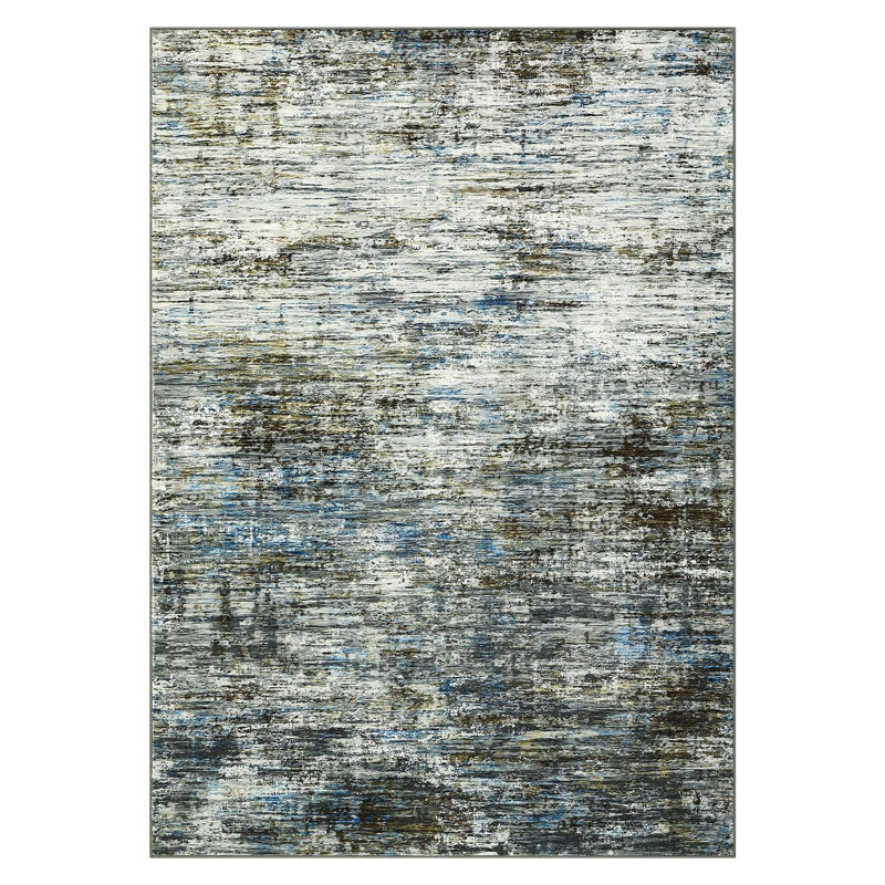 Abstract Machine Printed Area Rug, Rectangle 160 x 230 cm, Gray