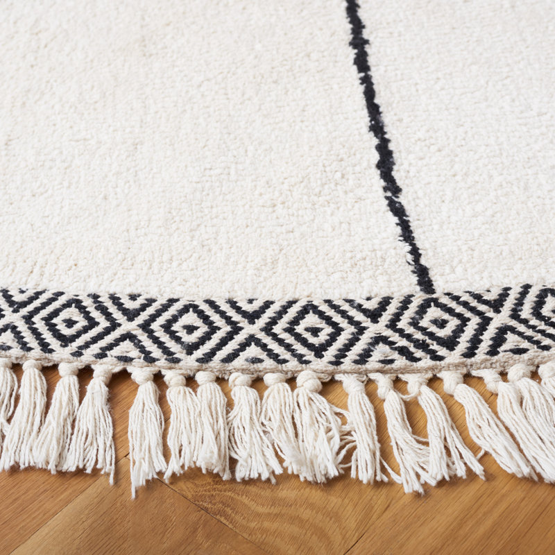 Apurva Hand Woven Cotton Machine Washable Geometric Rug, Round 6'