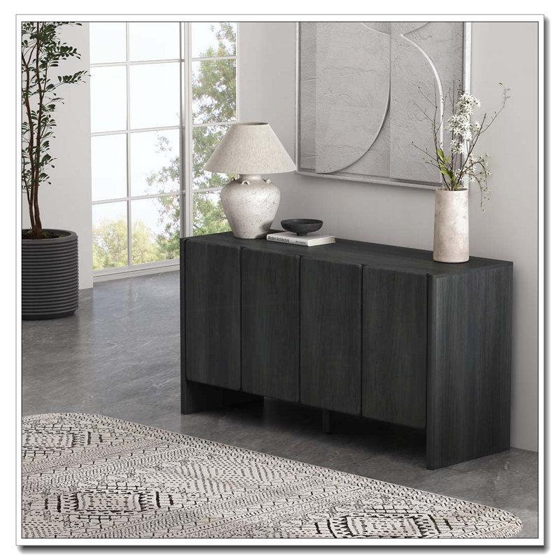 Armoire 4 portes avec rangement, Gris anthracite