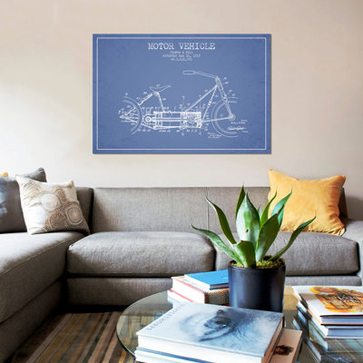 " Joshua A. Hill Motor Vehicle Patent Sketch (Light Blue) " by Aged Pixel