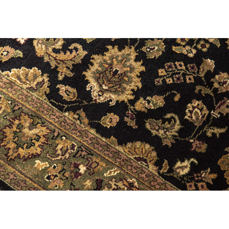 Tapis noir et doré de haute qualité noué à la main