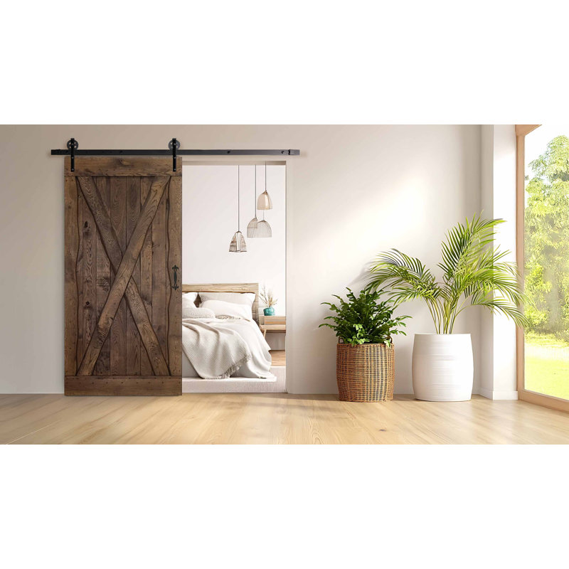 Lauryn Solid Oak Barn Door Prefinished, 100cm H x 210cm W x 4cm D, Brown
