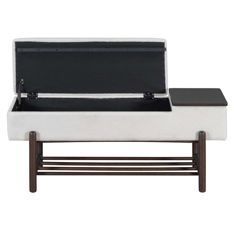 Farmhouse Upholstered Storage Bench With Hidden Compartment, Modern Entryway Bench For Living Room, Entryway, And Hallways
