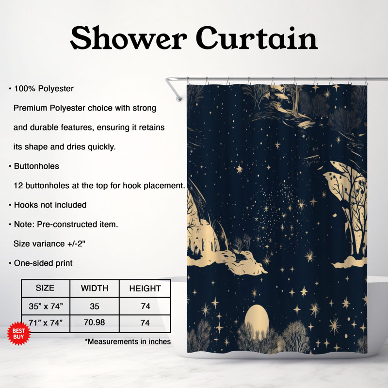 Seyfried Abstract Shower Curtain, 74"H x 71"W
