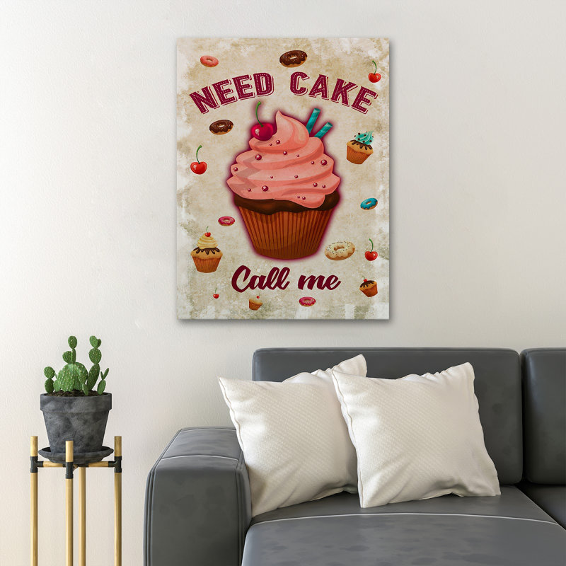 «A Cupcake» sur fond blanc - impression sur toile tendue, H 14 po x l 11 po x P 2 po