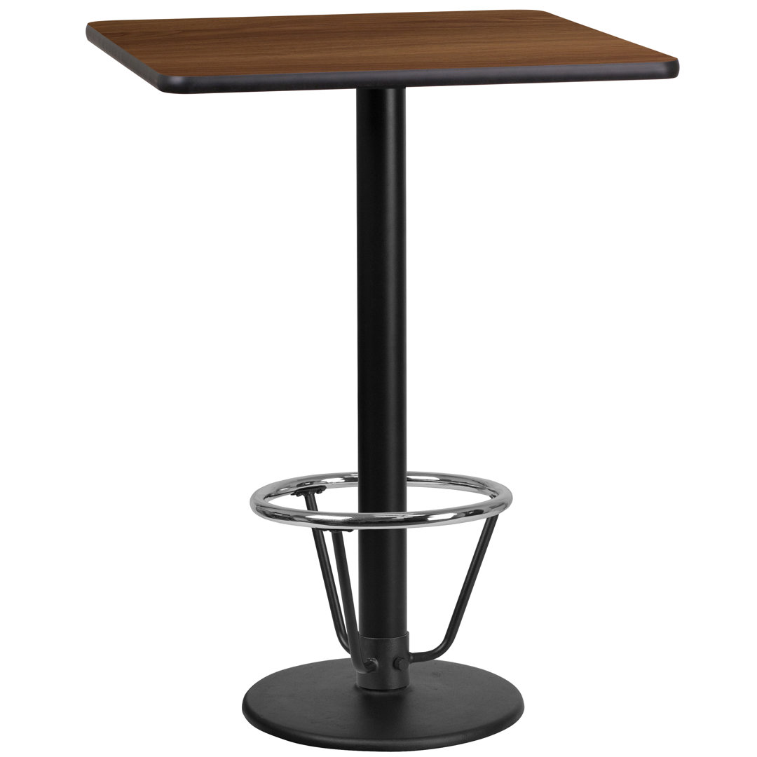 Basnight Rectangular Laminate Table Top with Round Bar Height Table Base and Foot Ring Latitude Run® Table Top 