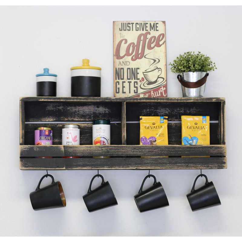 Tablette décorative en bois massif 2 pièces Beebe, Noir, H 10 po x l 30 po x P 5 po