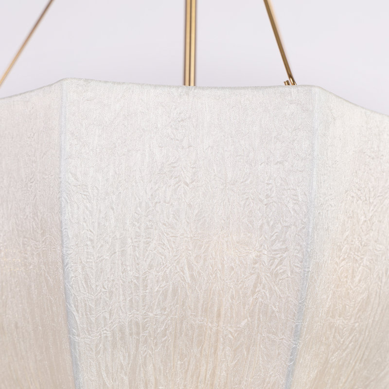 Lustre rond transitionnel 3 lumières à intensité variable avec tissu festonné