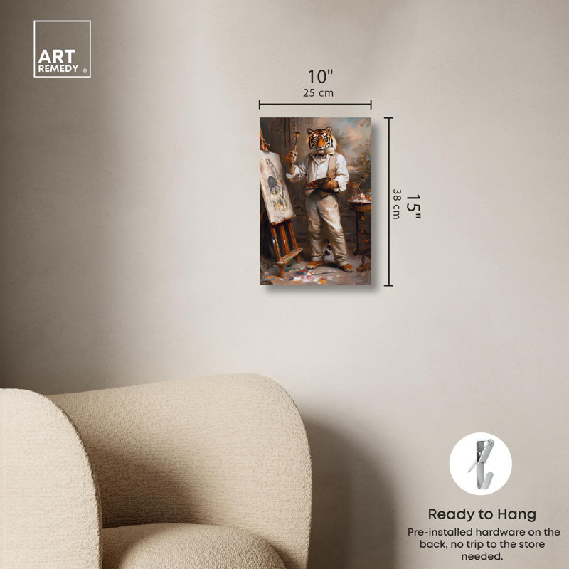«Painterly Tiger Canvas Vintage Portraits» par Art Remedy, Toile tendue, H 15 po x l 10 po