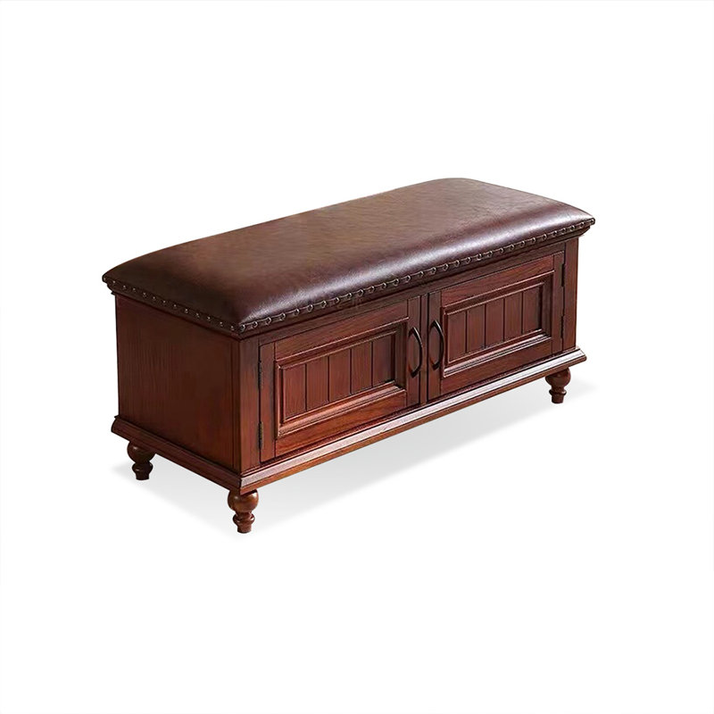 Banc rembourré en noyer, H 18,9 po x l 31,5 po x P 14,96 po