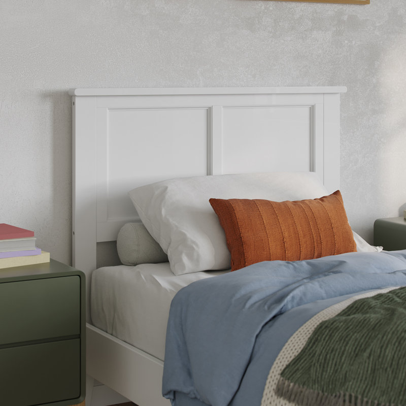 Tête de lit en bois massif Amear, Simple, Blanc