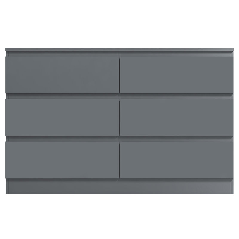 Carlton 6 Drawer Chest Of Drawers. 110cm Wide. 3+3 Configuration. Matt Finish. Scratch Resistant. Modern No Handle Design.