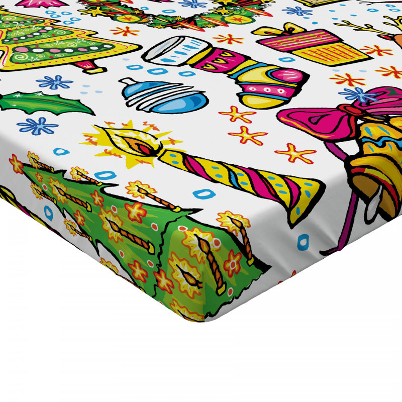 Twin XL Christmas Print Microfiber Fitted Bed Sheet