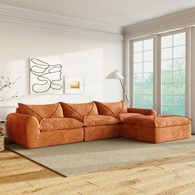 Canapé modulaire moderne de 116 po avec mousse haute densité et repose-pieds à mouvement libre Avalyna