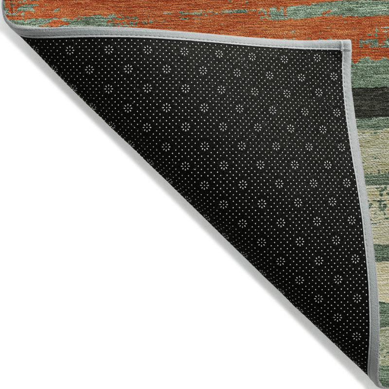 Tapis intérieur lavable rayé 8 pi x 10 pi sauge