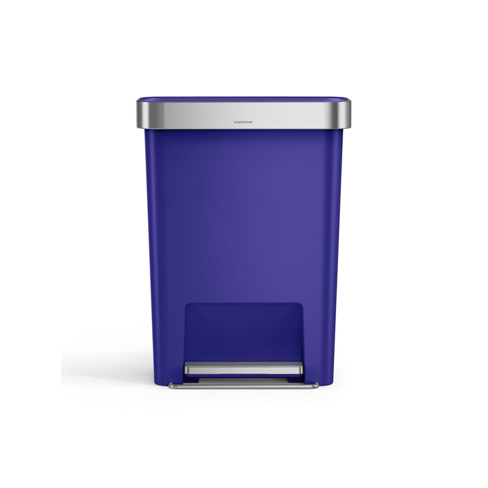 Simplehuman 45 Liter / 12 Gallon Rectangular Kitchen Step Trash Can with Soft-Close Lid, Plastic, Indigo