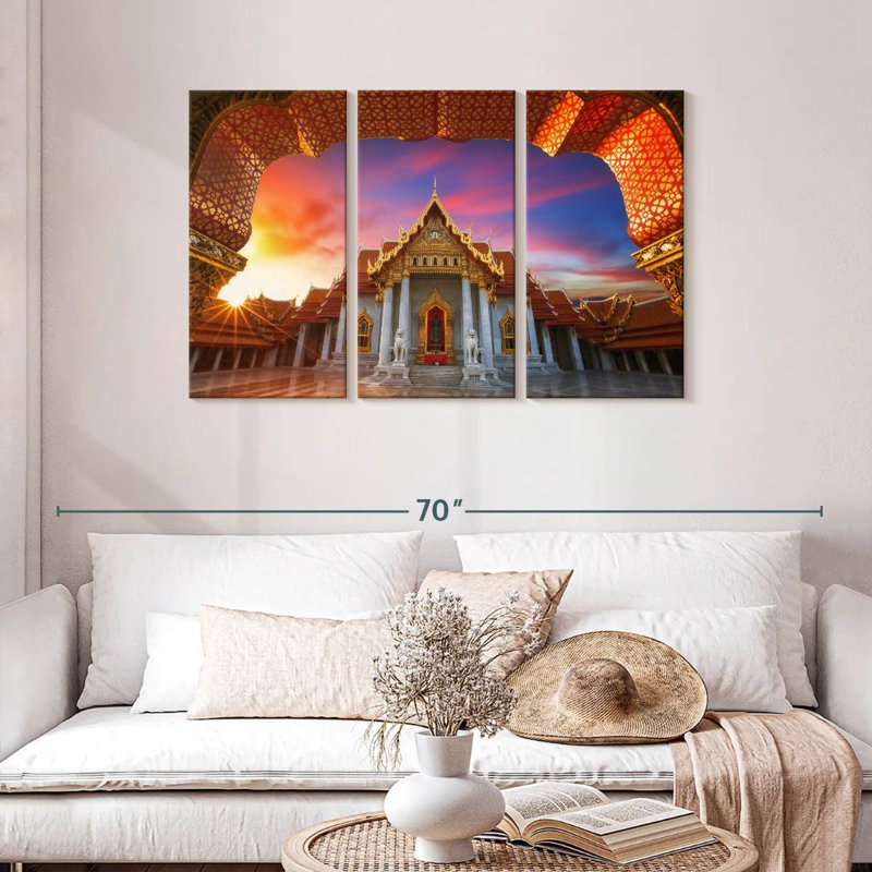 Temple de marbre de bangkok, H 28 po x l 45 po