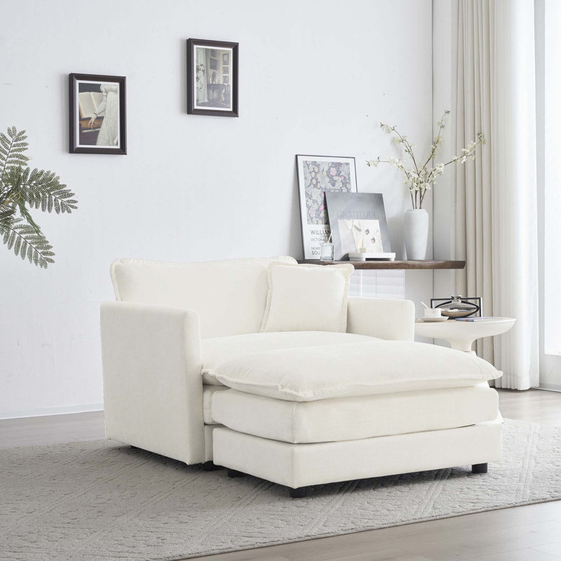 Chaise d'appoint avec repose-pieds, Blanc