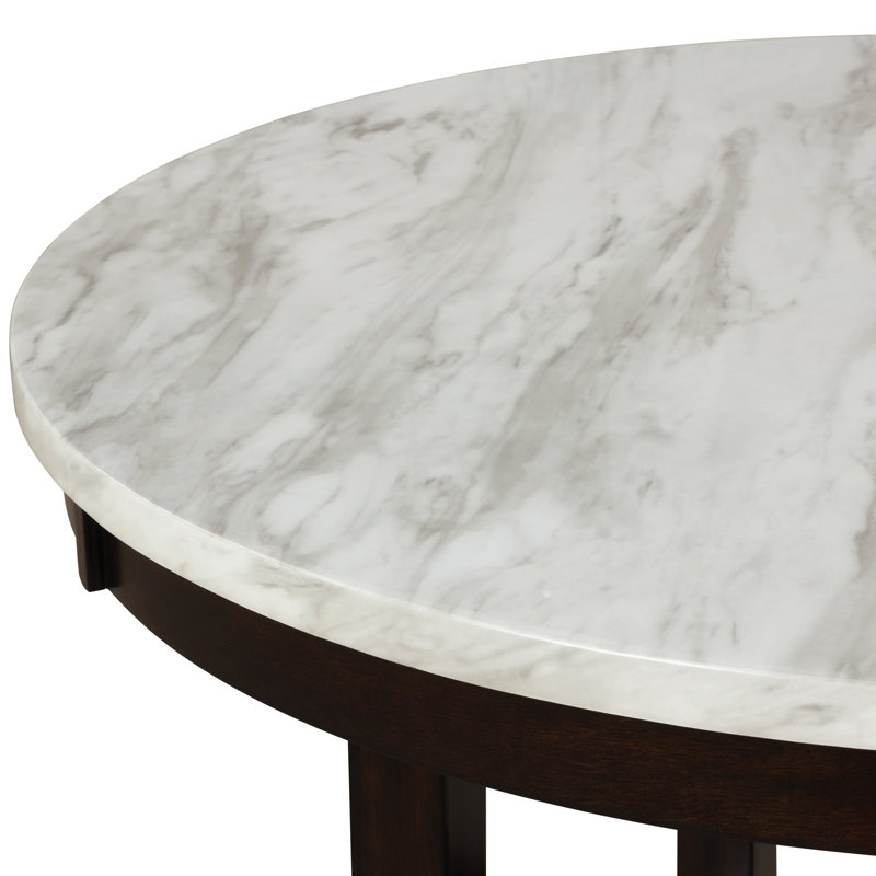 Celeste 48'' Round Espresso Wood & Faux Marble Dining Table