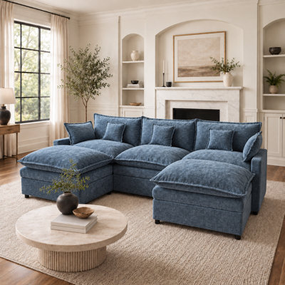 107.9'' W Chenille Modular U-Shaped Sectional Sofa with 2 Ottomans