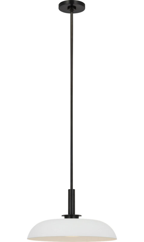 Cyrus 16" Pendant with White Glass, Bronze