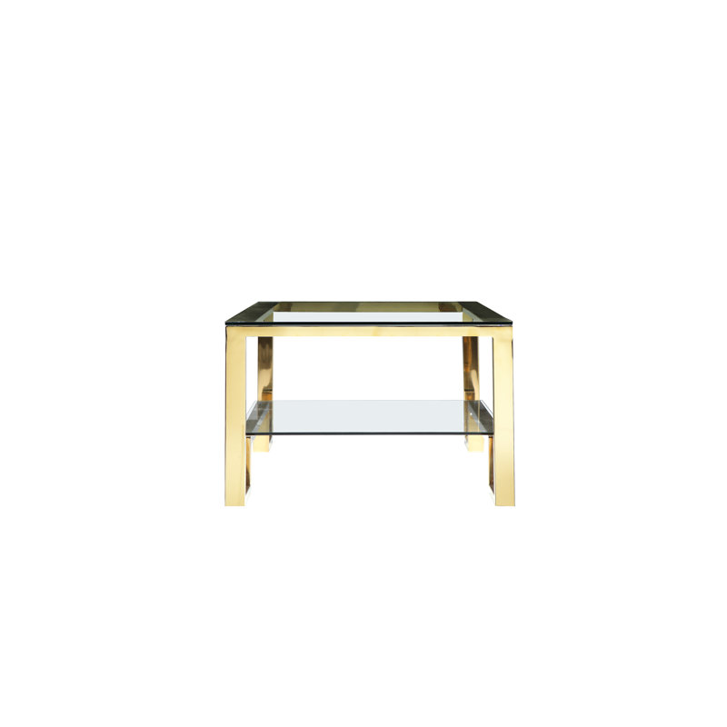 Laurence Coffee Table, High Polish Gold, 18" H x 54" W x 28" D