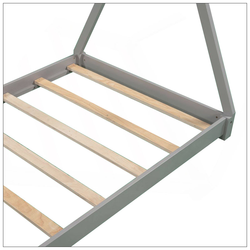 Lit plateforme simple avec structure triangulaire, gris
