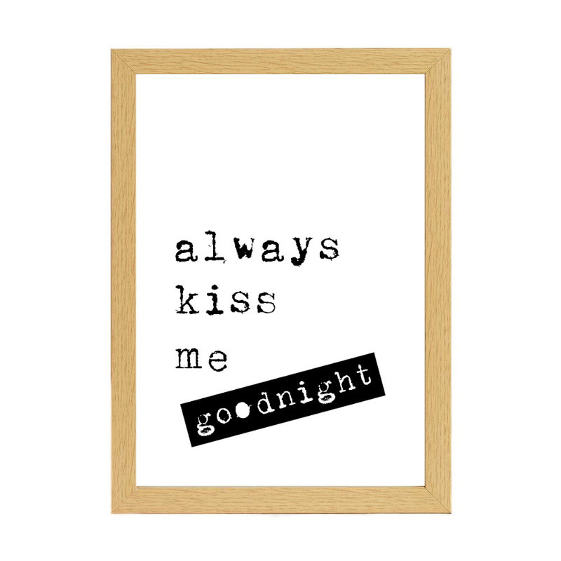 Always Kiss Me Goodnight - Print, 21cm H x 15cm W x 2.5cm D, Brown Framed