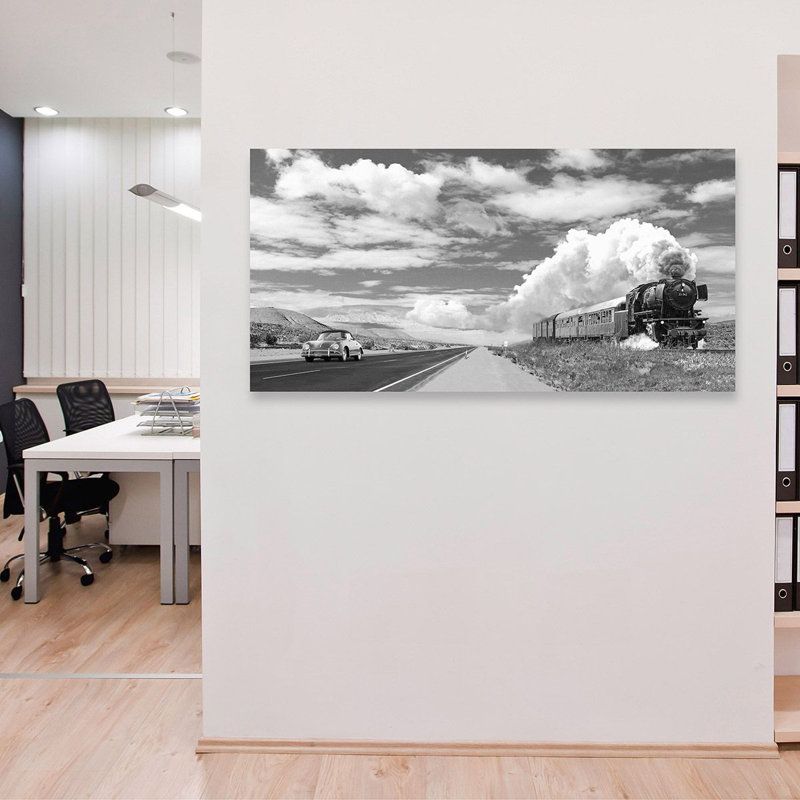 Gasoline Images - Wrapped Canvas Print, 50cm H x 100cm W x 4cm D, Black/White/Grey