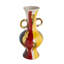 Vase rond en céramique avec finition multicolore abstraite et petites poignées-1964482996