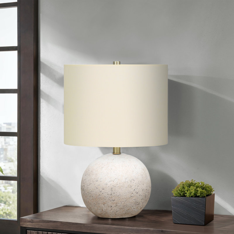 Lighting, 20"H, Table Lamp, Grey Concrete, Shade, Contemporary, Cream, 19.5" H x 13" W x 13" D, Beige