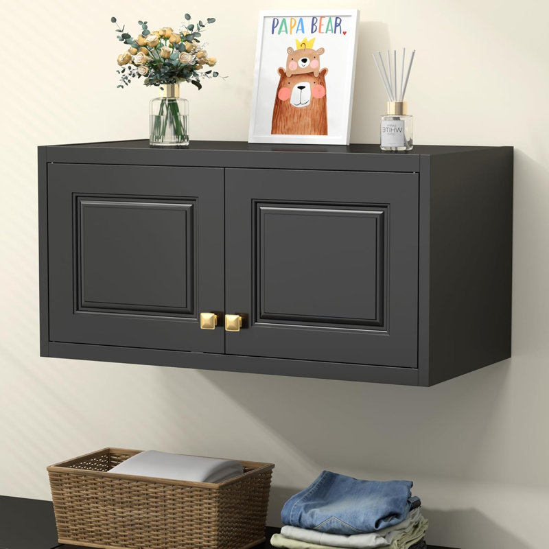 15" Wall Mounted Storage Cabinet, Small Armoire Wardrobe Closet, Small Hanging Cabinet For Bedroom School, Employee, Gym, Armarios De Ropa Para Dormitorio, Assembly Required, Black