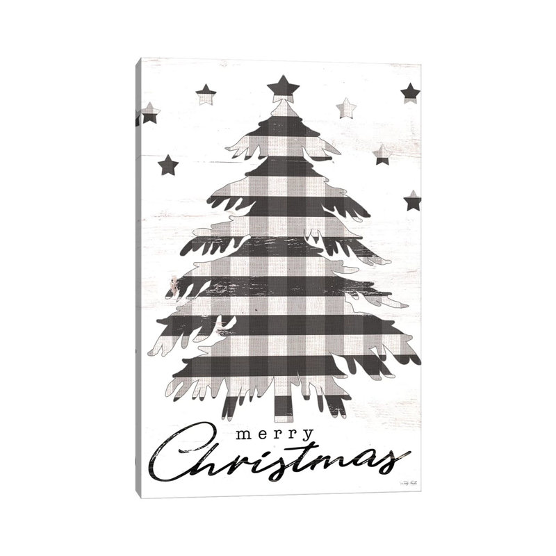 Arbre de Noël joyeux Noël et étoiles par Cindy Jacobs-impression d’art graphique, H 40 po x l 26 po x P 1,5 po, Toile tendue