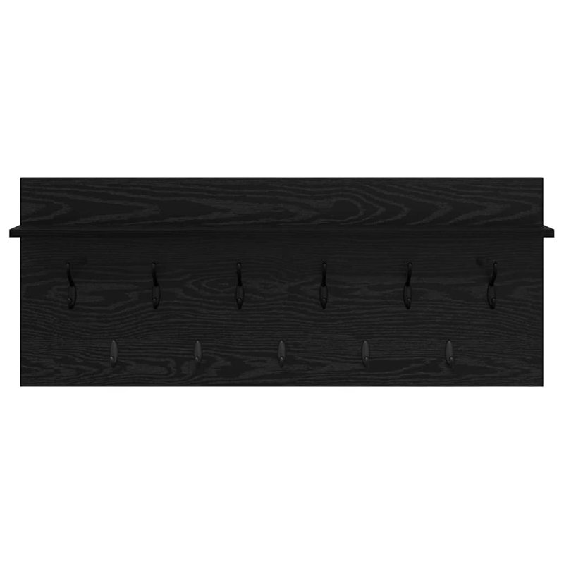 Wall-Mounted Coat Rack With Shelf Engineered Wood, Black Oak