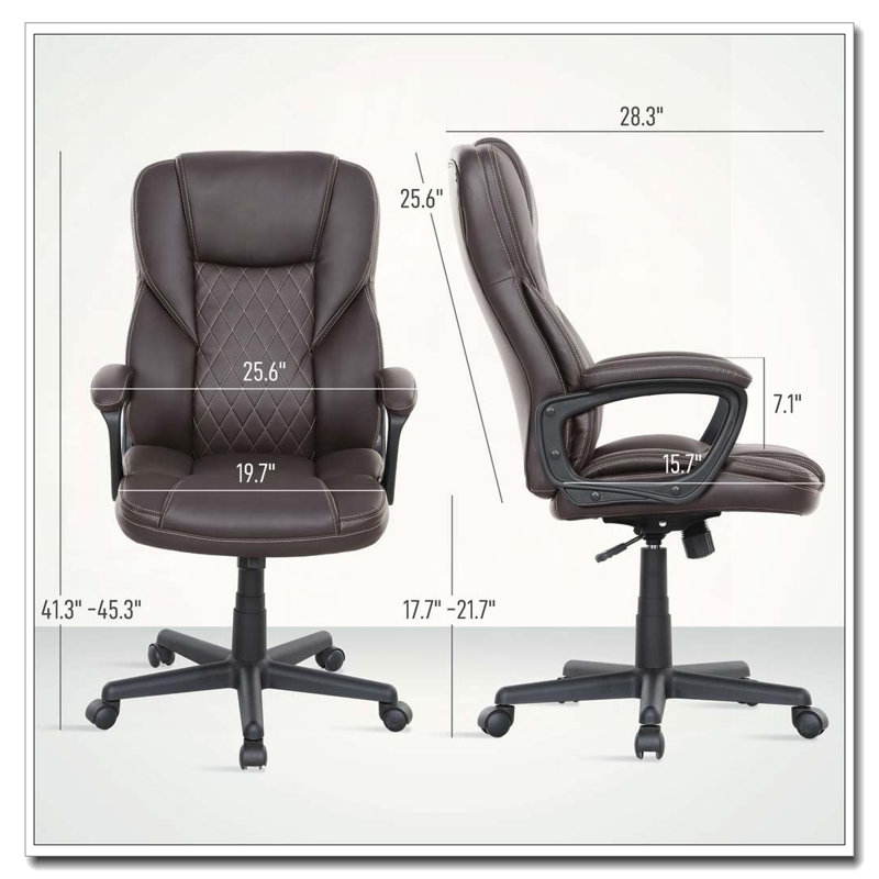 High Back Ergonomic Executive Desk Chair With Adjustable Height And Swivel Wheels