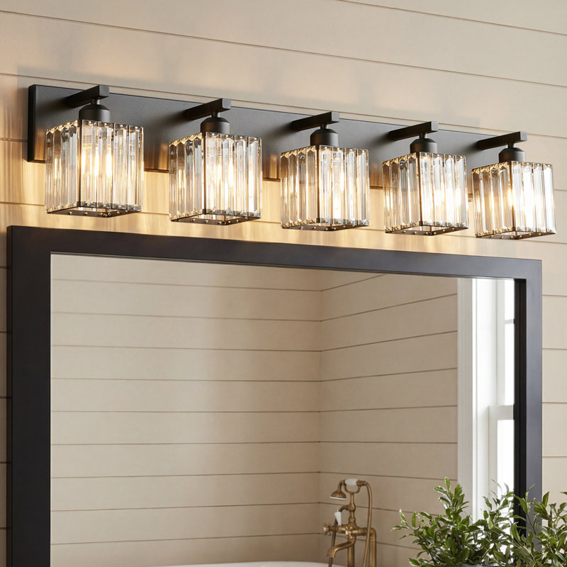 Éclairage pour meuble-lavabo à intensité variable Lanceton, Noir, 5 lumières