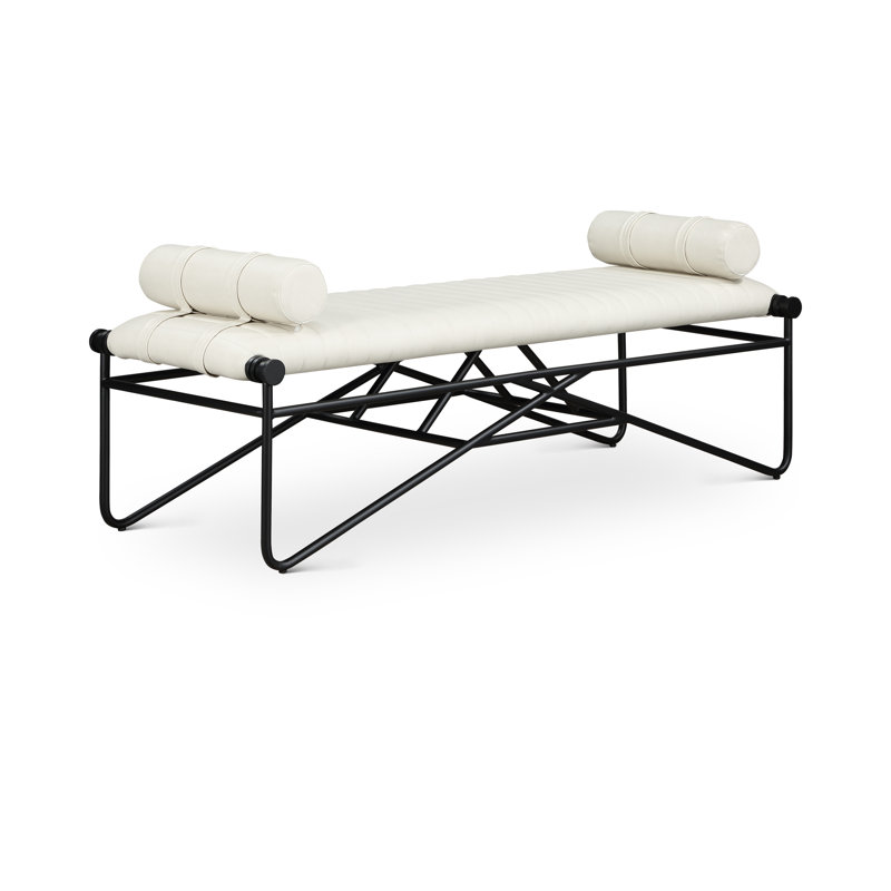 Gatsby Pollman Faux Leather Bench, Cream Vegan Leather