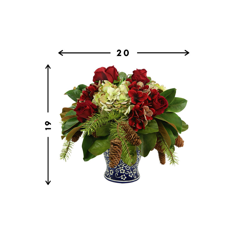 Hydrangea and Rose Holiday Arrangement
