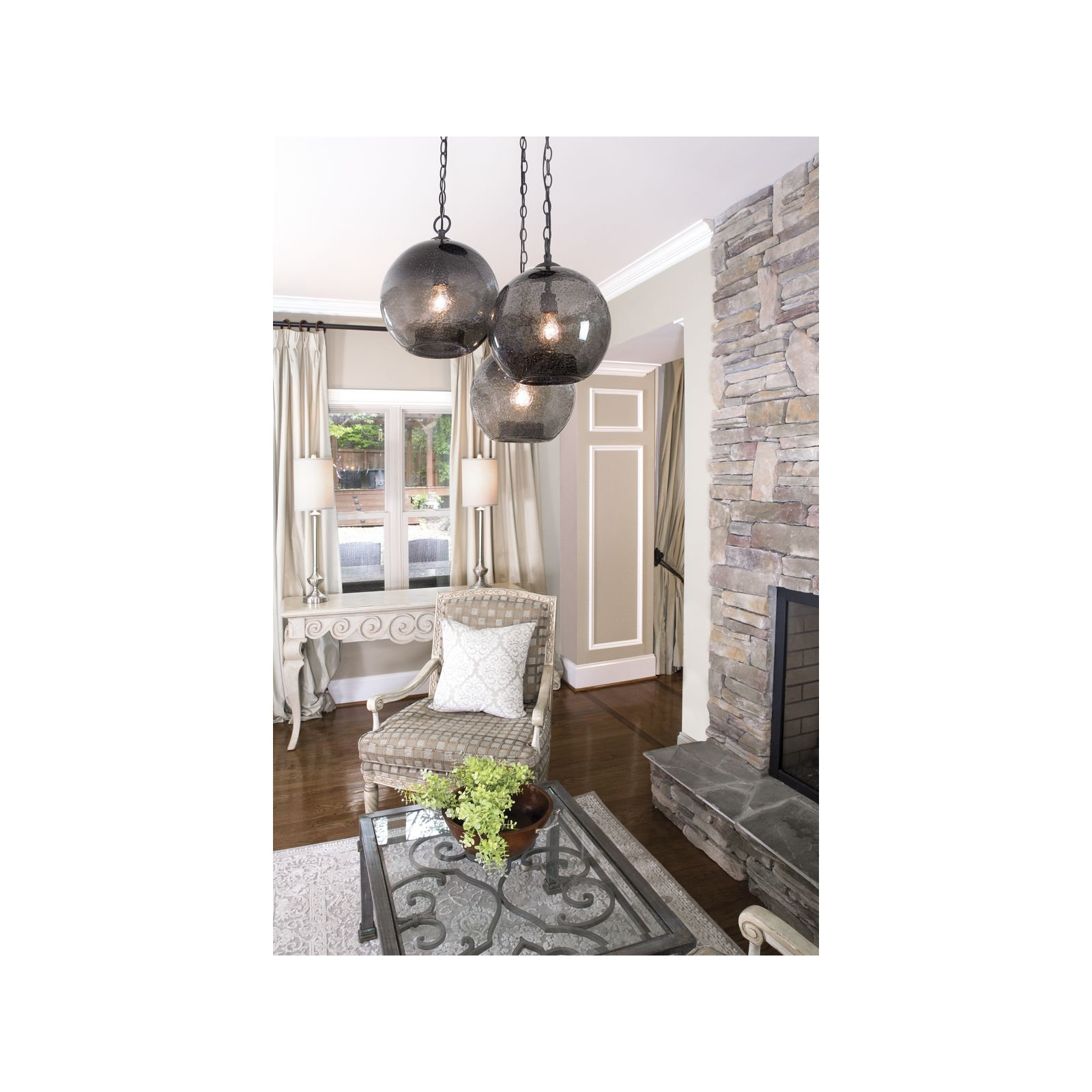Chicago Single Light Glass Dimmable Pendant, Graphite