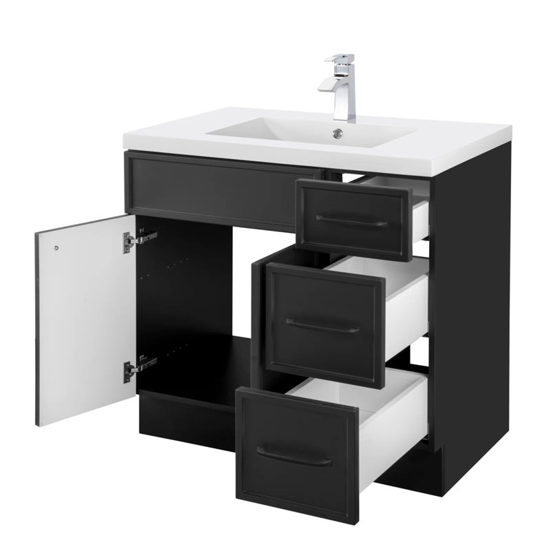 Manhattan 36" Single Bathroom Vanity Set, Black, Black, 36"